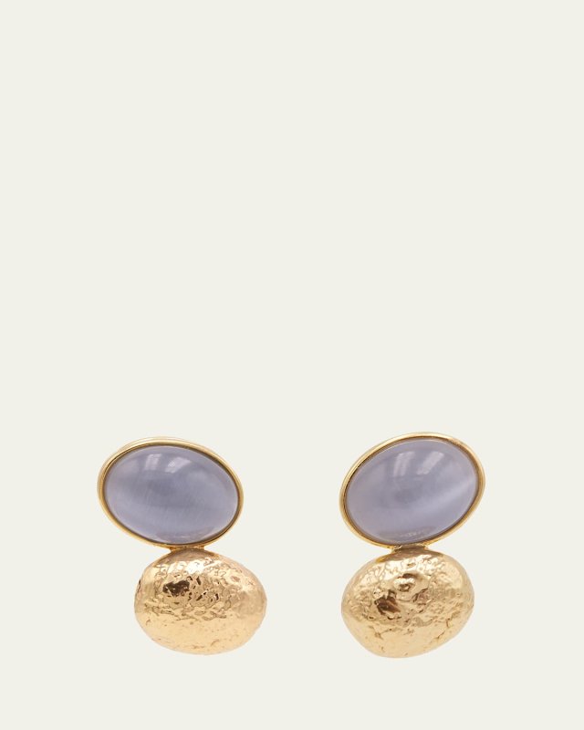 Opticol Quartz and Gold Nugget Stud Earrings